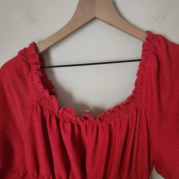 Anthropologie Pilcro | Puff-Sleeved Cinched Waist Top in Rose/Tyrie - Size XL - Picture 9 of 13